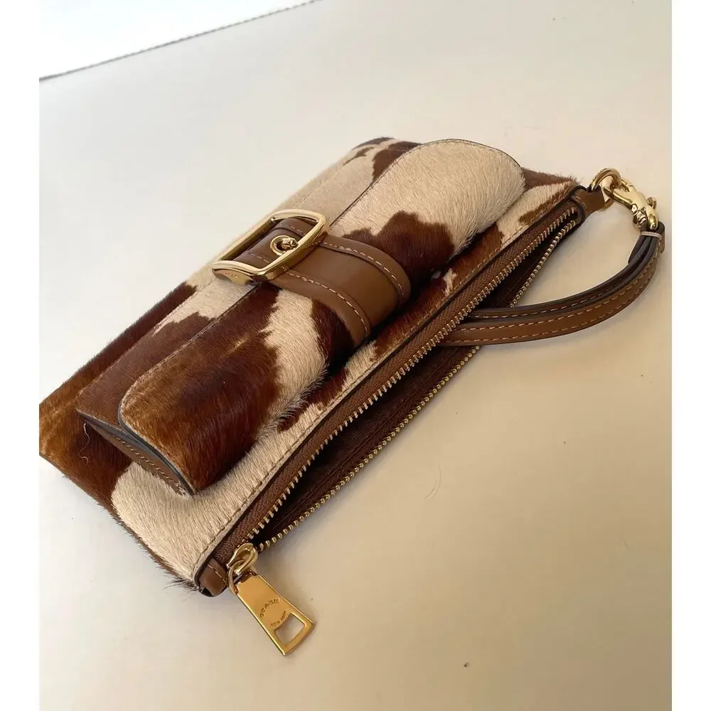 Coach Ashton Wristlet Haircalf Cow Print Leather Clutch CDY07  C